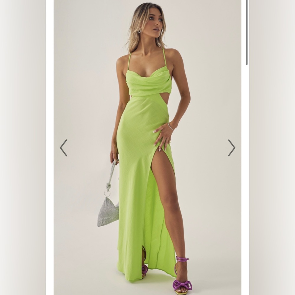Showpo Reviena Cut Out Maxi Dress Lime Green